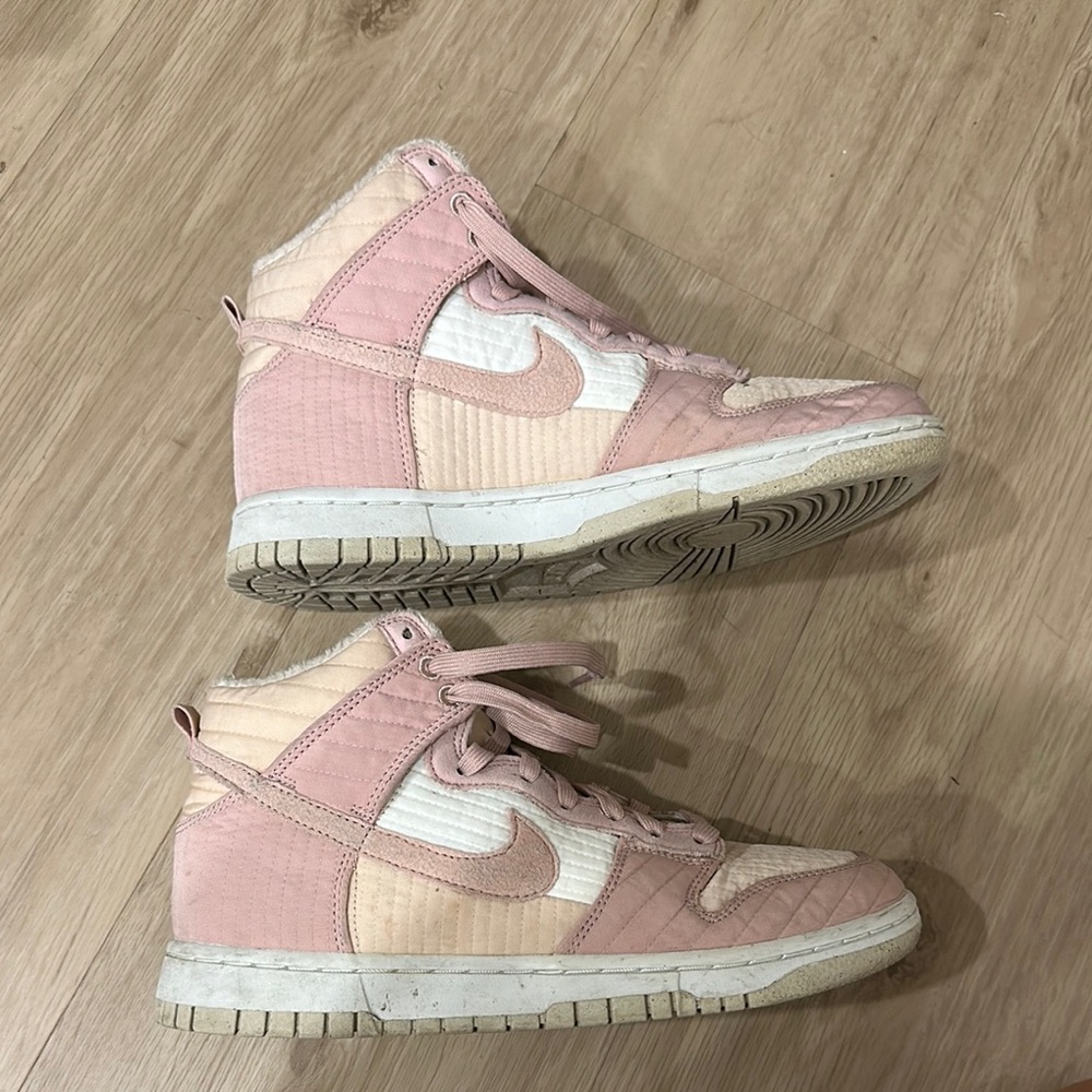 Nike Pink and White High-Top Sneakers